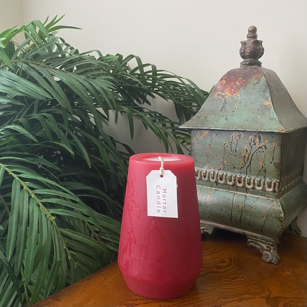 Vance Kitira Red Pillar Mortar Candle 4”x 6”